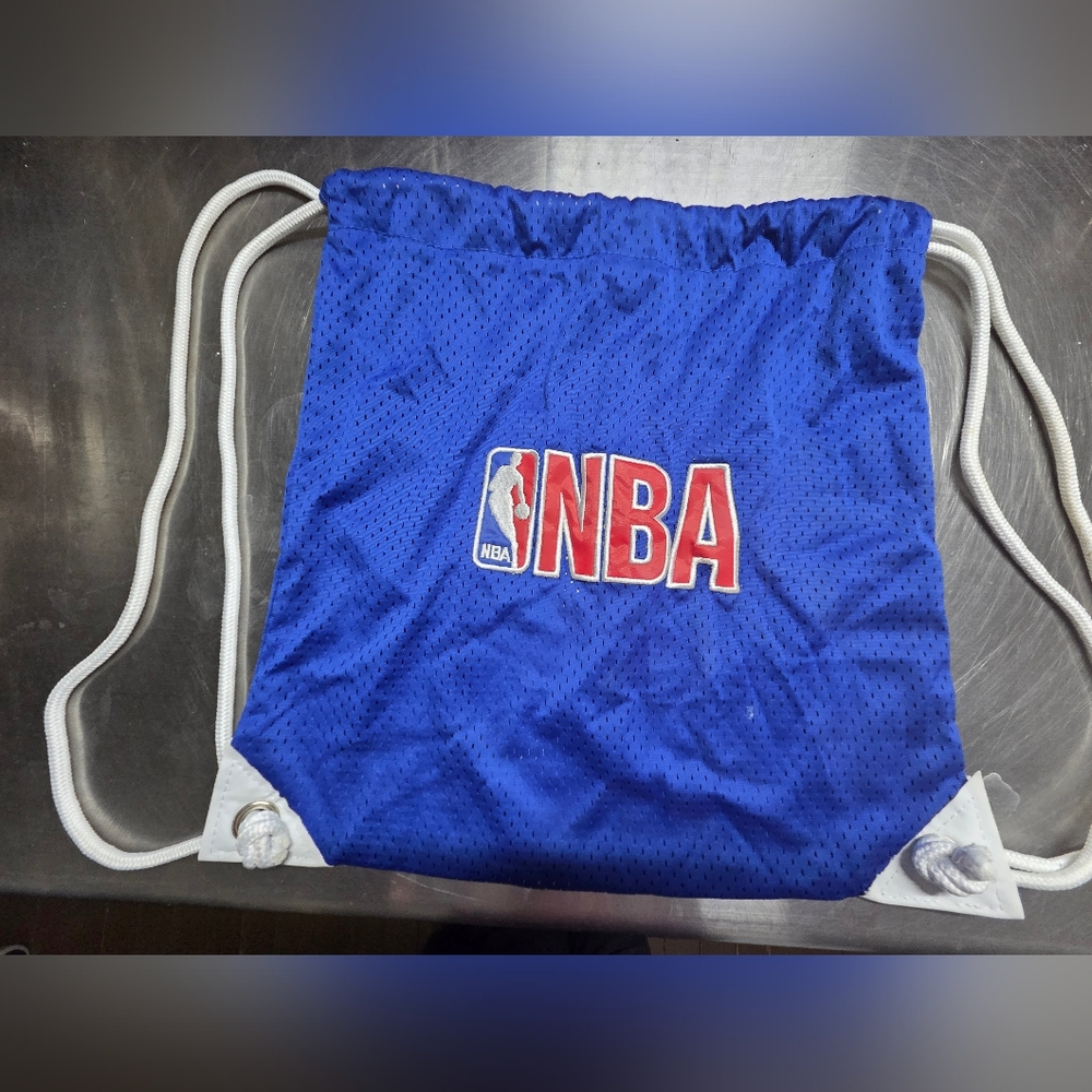 Vintage Embroidered NBA Blue Drawstring Bag